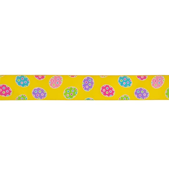 2.5" x 10yd. Easter Egg Design Wired Spring Craft Ribbon